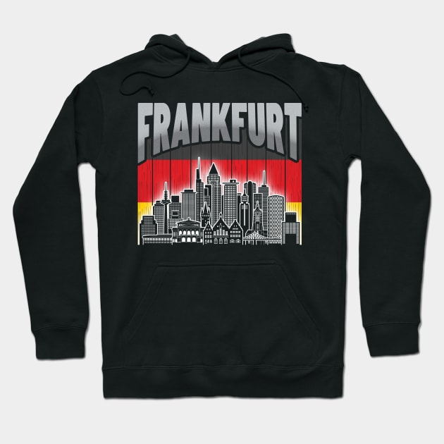 Frankfurt Germany Skyline Vintage German Flag Hoodie by travel2xplanet